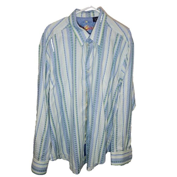 Robert Graham 2XL Knowledge Wisdom Truth White Striped Embroidered Dress Shirt - Picture 1 of 6